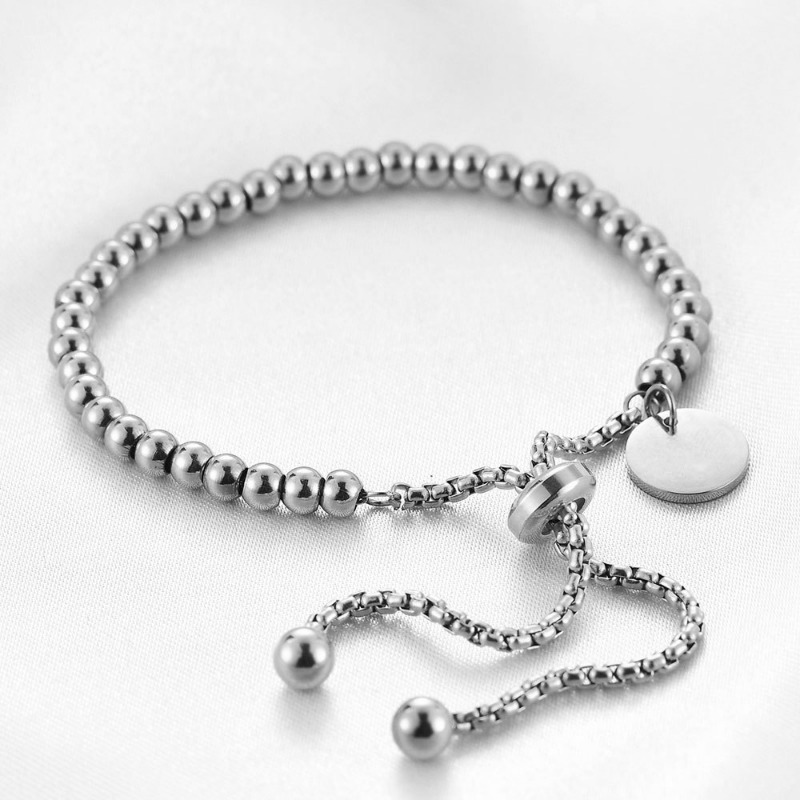 Women's Minimalist Adjustable Pull-Through Beaded Bracelet, 18K Gold Plated